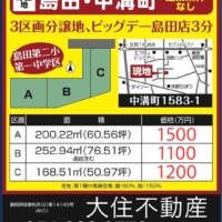 新価格　島田市中溝町　３区画分譲地
